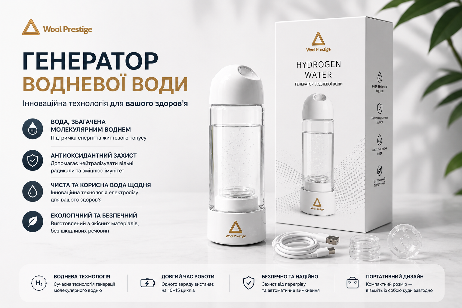 Стакан Н2 — Генератор водневої води